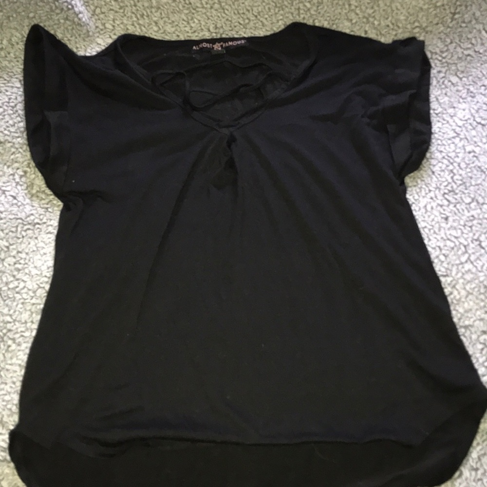 Almost Famous Black Laceup Tee